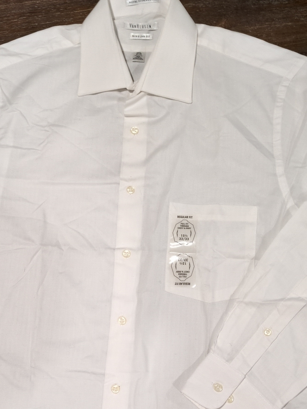 Van Heusen White Men's Regular Fit Dress Shirt 15 1/2